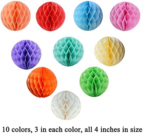 Ylys Love 30pcs 4inch Tissue Paper Honeycomb Balls Wall Decor