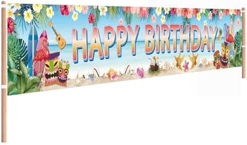 Hawaiian Birthday Party Banner with Luau Decorations