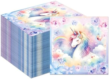 Unicorn Party Napkins 40PCS Rainbow Balloon Design