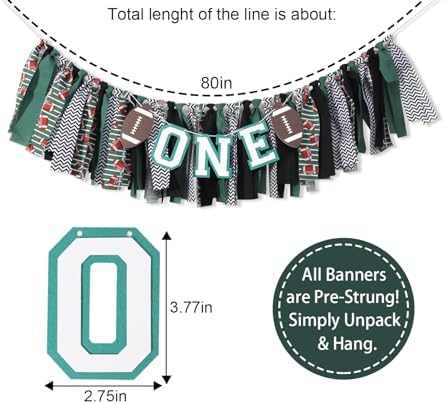 Football 1st Birthday High Chair Banner Decoration Green