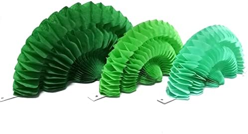 WKDGO Wall Hanging Paper Fans Honeycomb Balls 15Pcs Green Set