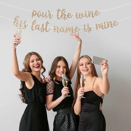 Pre-Strung Gold Glitter Bachelorette Party Banner - No DIY