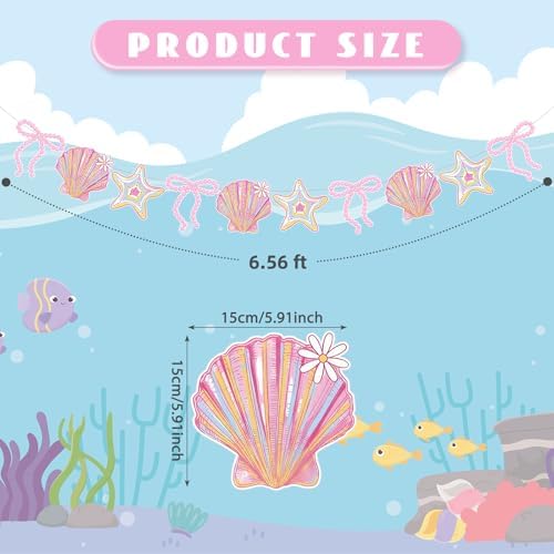Oudain 2 Pack Pink Bow Seashell Garland