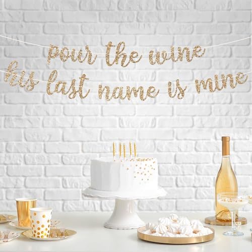 Pre-Strung Gold Glitter Bachelorette Party Banner - No DIY