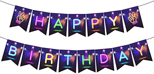 Neon Glow Happy Birthday Party Banner