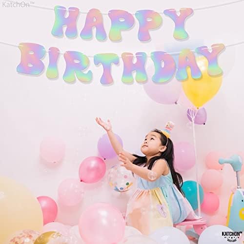 KatchOn Iridescent Happy Birthday Banner - 10 Feet Prestrung