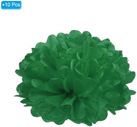 PATIKIL 8 Inch Tissue Pom Poms Flowers 10 Pack Dark Green