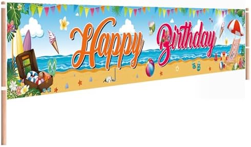 Large Summer Beach Birthday Banner 118 x 20 Inches