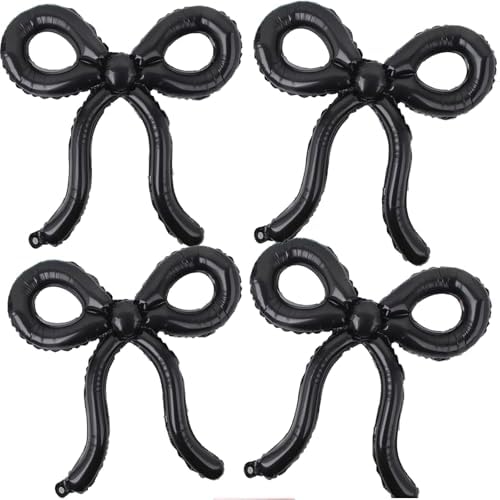 4 Pcs Black Bow Balloons for Birthday Party Decor