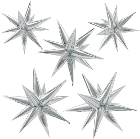 60Pcs Silver Star Balloons Party Decorations