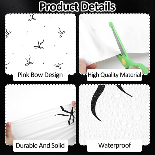 4Pcs Black White Bow Tablecloth for Birthday Party Decorations