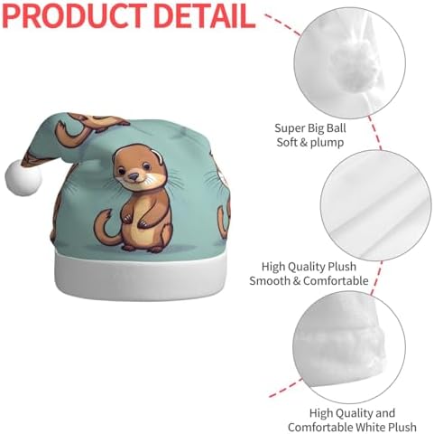 QINZHENG Cartoon Otters Santa Hat for Women