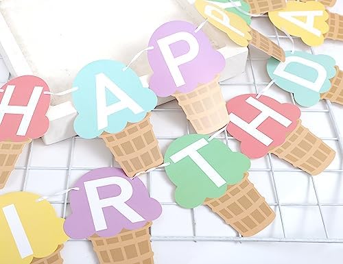 Ice Cream Birthday Banner for Kids Party Decoration