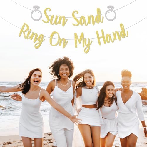 Sun Sand Ring On My Hand Gold Glitter Banner
