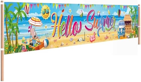 Hello Summer Party Decorations Extra Large Beach Banner