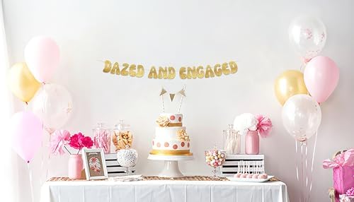 Dazed and Engaged Gold Glitter Party Banner