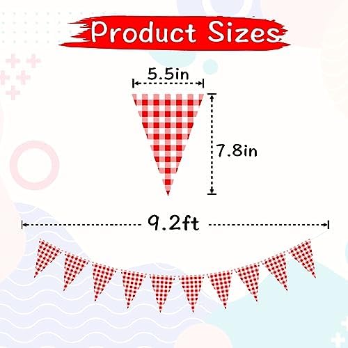 VILIFEVER 2 Piece Red White Checkered Banner