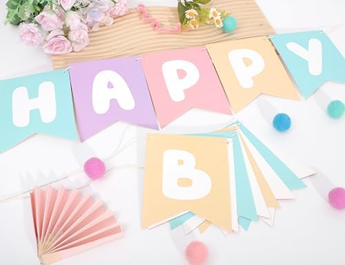 Pastel Rainbow Happy Birthday Banner - 78 x 57