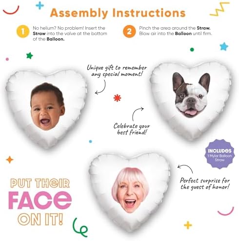 Personalized Fun Face Heart Balloon Custom Birthday Decor