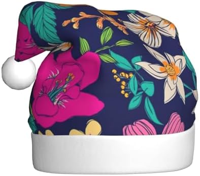 QINZHENG Personalized Santa Hat with Flowers Print
