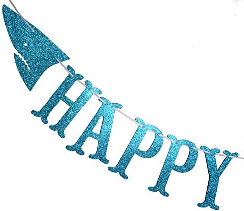 Shark Happy Birthday Banner and Garlands Blue