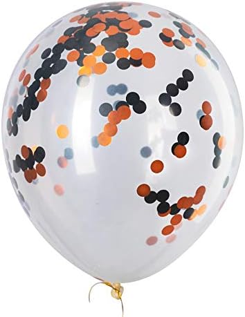 GAKA 12 Inch Orange Confetti and Black Balloons 3 Style Pack of 50