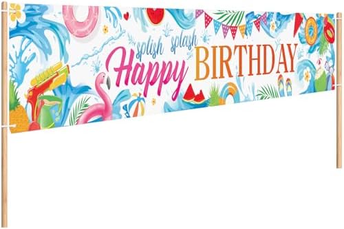 Splish Splash Summer Birthday Decor Banner 118 x 20 Inch