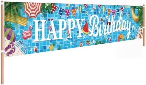 Aushenke Pool Birthday Banner 118 x 20 Inch