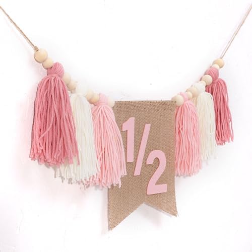 Wawuo Pink 12 Birthday High Chair Banner