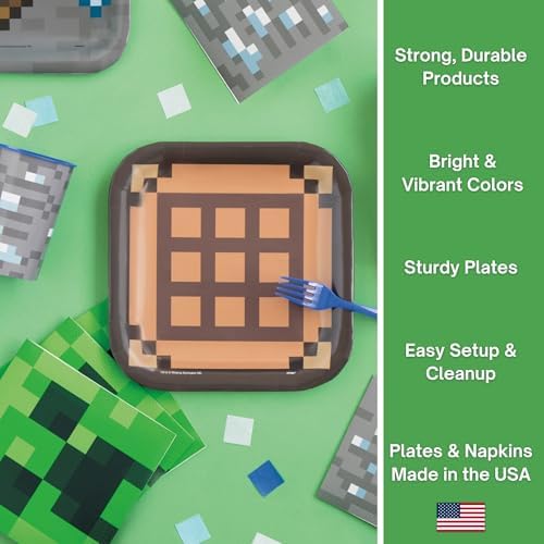 Unique 32 Minecraft Plates and Napkins Set