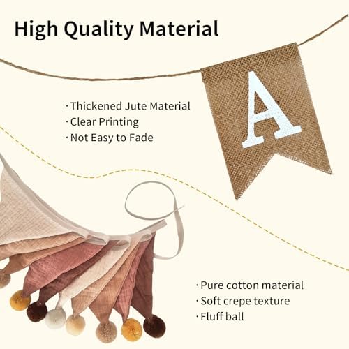 Burlap Happy Birthday Banner with Pennant Flags