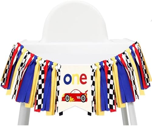 Race Car High Chair Banner Decor 1st Birthday