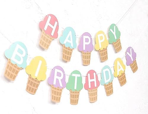 Ice Cream Birthday Banner for Kids Party Decoration
