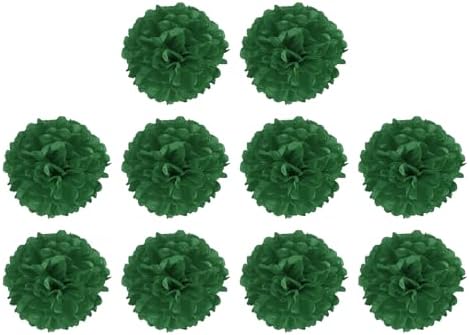 M Meterxity 10 Pack Tissue Pom Poms Flowers 6 Inches Dark Green