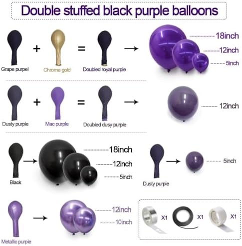 Purple and Black Balloons Garland Arch Halloween Party Decoration Kit