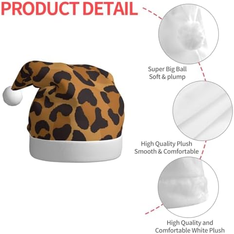 QINZHENG Yellow Leopard Print Santa Hat for Women Adult