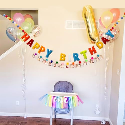 Pre-Strung Happy Birthday Banner with Wool Balls