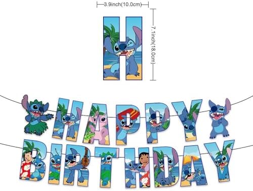 Stitch Party Supplies 102 PCS Themed Birthday Decorations Set