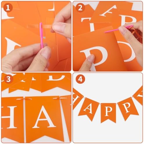 Orange Happy Birthday Bunting Banner Garland for Kids and Adults