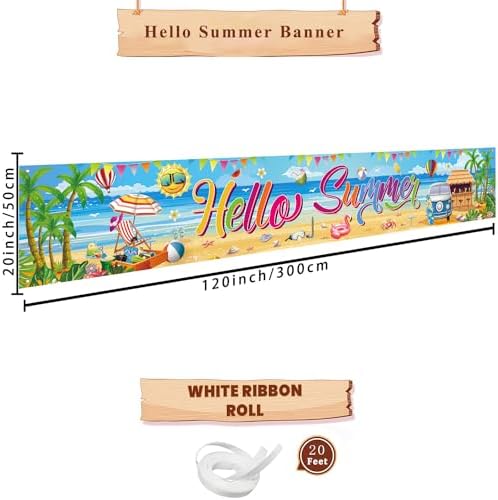 Hello Summer Party Decorations Extra Large Beach Banner