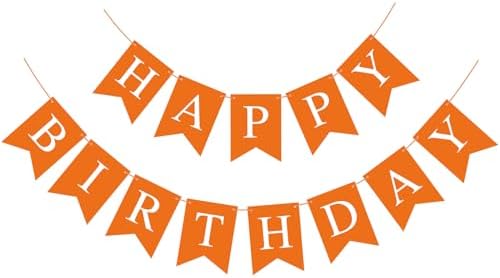 Orange Happy Birthday Bunting Banner Garland for Kids and Adults