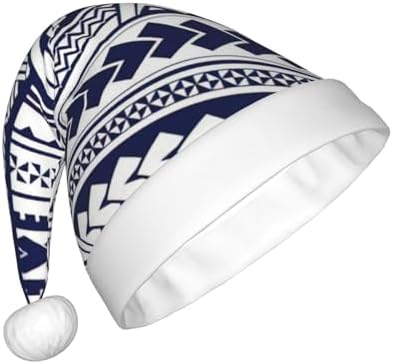 QINZHENG Blue Polynesian Tribal Santa Hat for Women