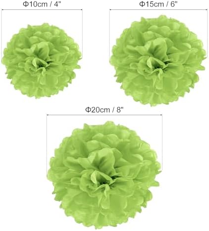 PATIKIL 4 6 8 Inch Tissue Pom Poms Flowers 12 Pack Lime Green