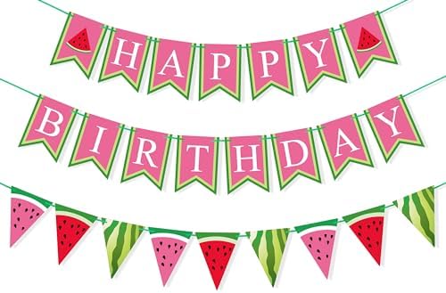 Uniwish Watermelon Birthday Banner Summer Decor