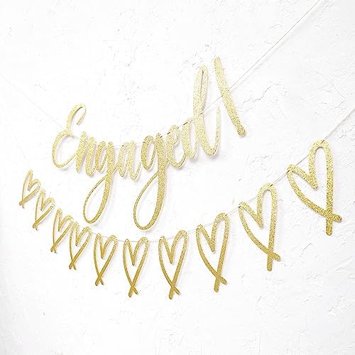 Happy Engagement Banner - Gold Glitter Bride To Be Decor