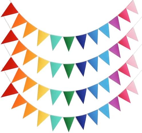 4 Strings 48PCS Rainbow Pennant Banner Flags