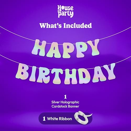 House of Party 6ft Iridescent Silver Happy Birthday Banner