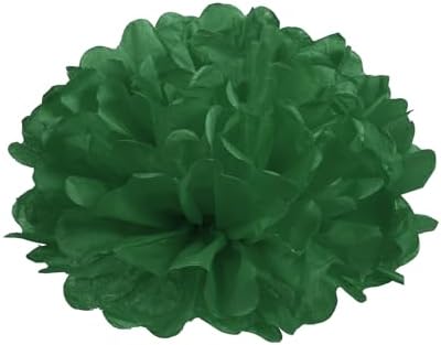 M Meterxity 10 Pack Tissue Pom Poms Flowers 6 Inches Dark Green