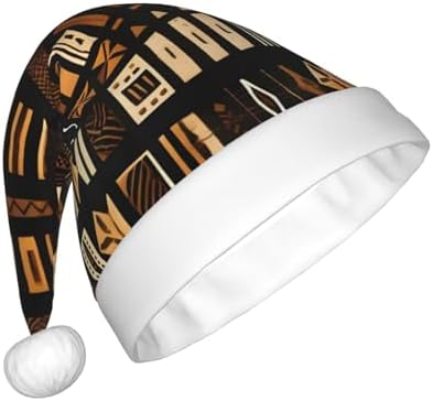QINZHENG Velvet Plush Santa Hat With African Tribal Print