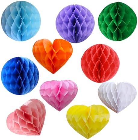 Heart Shaped Honeycomb Balls Party Decorations 10pcs Set